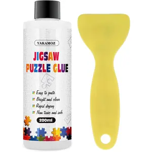 Updated Jigsaw Puzzle Glue with Applicator for Adults Clear Water-Soluble Special Craft Puzzle Glue, Non-Toxic and Quick Dry for 3000/4500/5000 Pieces of Puzzle,200ML