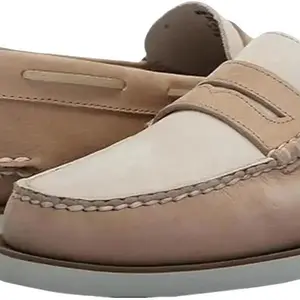 Sperry Men's Authentic Original Penny Loafer TAN Multi 7 Wide Classic Style Comfortable Fit Double Sole Slipon Flat Walking Shoes for Men Boy Women Footwear Parent