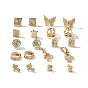 Trendy Hip Hop Multi-Style Stud Earrings Unisex Street Cool Ear Cuff Fashion Jewelry