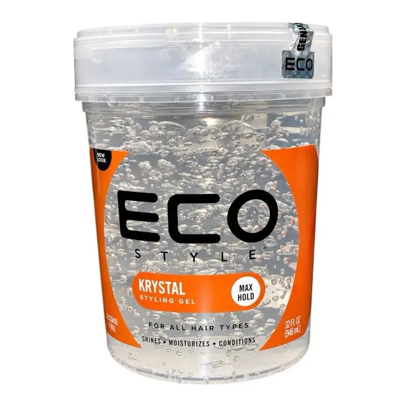 Eco Style Krystal Styling Gel - Adds Body and Shine to all Styles - Moisturizes and Maintains Healthy Hair - Strong, Weightless Hold - Ideal for any Hair Type and Color - Leaves No Residue - 32oz