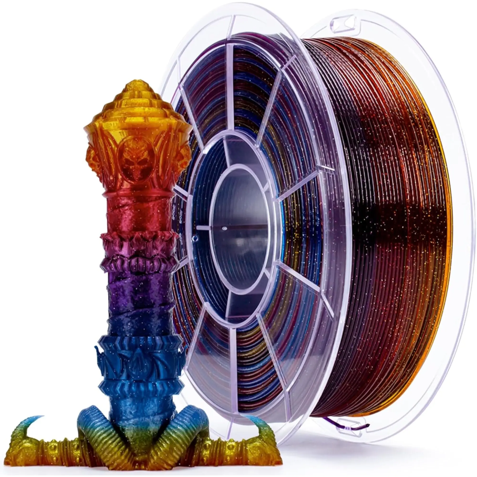 Ziro Colorful Glitter-PLA 3D Printer Filament, 1.75mm Diameter, Rainbow-Gradient Twinkling Finish with Glitter Particles