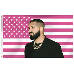 Drake Flag 3x5 Ft Drake America Flags with Brass Grommets for College Dorm Room Decor, Pink Drake Flags with Vivid Color for Indoor Outdoor Decorations