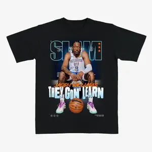 Jalen Williams Slam Graphic T-Shirt – Basketball Tee, They Gon’ Learn Print, Vintage Streetwear Thunder Fan Shirt