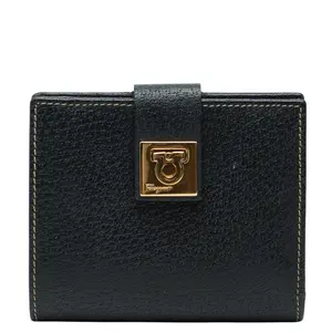 Pre-owned SALVATORE FERRAGAMO Calfskin Small Leather Goods Gancini Leather Wallet