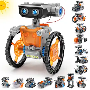 15-in-1 Solar Powered STEM DIY Building Kit - Dual Power Solar/Battery Drive, Robot Design, Unisex Space-Themed Science Toy, Christmas/Birthdays Gift for 8+ 10-12 Years Kids, DIY Build Own Robot Companion, Interactive Play