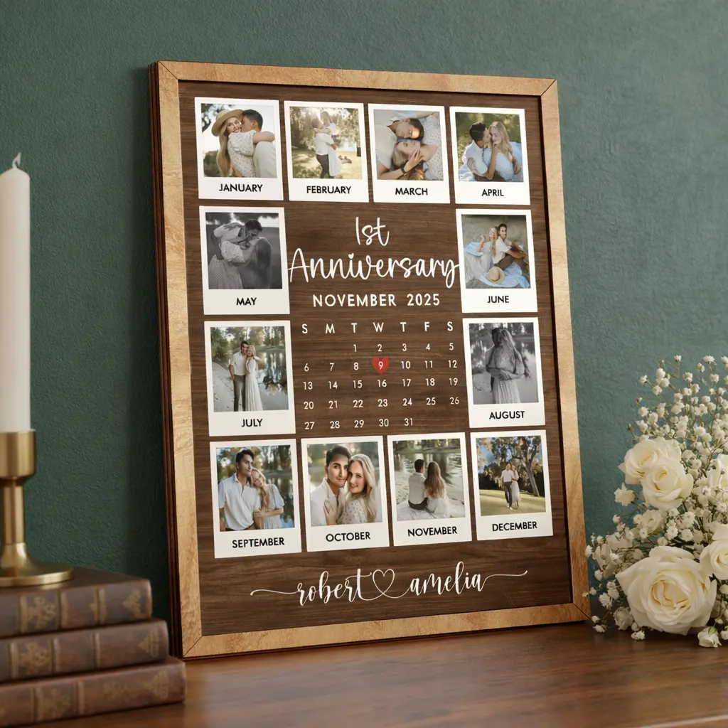 Personalized One Year Anniversary Gift, Couple Photo Sign, Wedding Gift, 1st Anniversary Gift for Him Her, Valentines Day Gift, Partner Gift, Graduation 2026 Gifts, Anniversary Gifts for Him