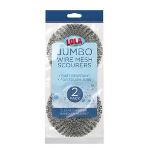 Lola Jumbo Wire Mesh Scourers - 2 pack,  4" x 4" x 1.5" each
