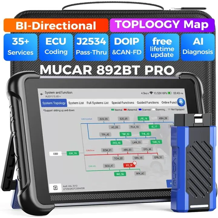 【summerfinds】MUCAR 892BT PRO OBD2 Scanner with Topology Map, AI-Assist Diagnostic Tool | Factory-Level Scanner, J2534 Pass-Thru, 3000+ Active Test, ECU Coding, 35+ Services, CANFD/DOIP, Lifetime Free Update