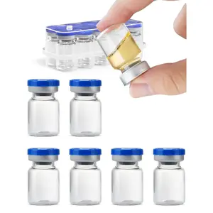 5ml Glass Vials, Self-Healing Injection Port, Empty Vials for Injections with Sealed Cap (10 Pack)