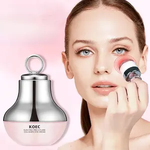Electric Massage Eye Cream with Caffeine & Hyaluronic Acid for Dark Circles Firming Fine Lines Hydrating Moisturizing Radiant Skin Care with Red Light Micro-Vibration Head Under Eye Brightener