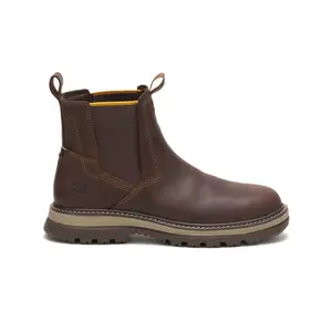 Caterpillar Fairbanks Chelsea P51035 Mens Brown Leather Casual Dress Boots