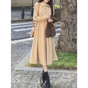 Women'S Elegant A-Line Maxi Dress - Flattering Formal & Casual Outfit, Button-Front Closure, All-Season Everyday & Special Occasion Dress for Women, Versatile Wardrobe Staple, Classic Collar Design, Durable Construction, Stylish Apparel, Fashionconscious