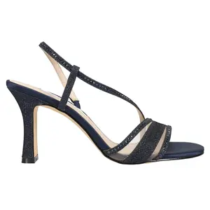 Nina Womens Abbi Rhinestone Slingback Evening Dress Sandals High Heel 3" & Up - Blue