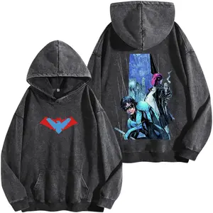 Nightwing & Red Hood Inspired Washed Hoodie V1, Fashion Cotton, Full Colors, Full Sizes, For Men, For Women