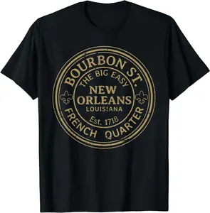 100% Cotton Bourbon Street New Orleans French Quarter Distressed T-Shirt