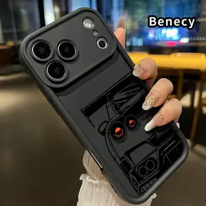 Racing Car Aura Pattern TPU Phone Case for iPhone 17 Pro Max 16 15 14 Plus 13 12 Mini 11 XR X XS Air E Shockproof Non Slip Military-Grade Protection Silicone Cover Smartphone Casing