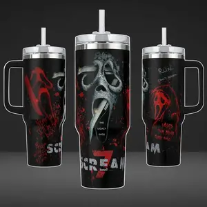 Ghostface Scream 7 Tumbler 40oz 20oz Movie Custom Cup 40 oz Tumbler With Handle, Tumbler 20oz No Handle, Gifts For Fans