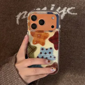 Transparent Cute Star Pattern Waterproof Anti-Fingerprint Shockproof Phone Case for iPhone 11 12 13 14 15 16 Pro Max Plus Gift for Girlfriend