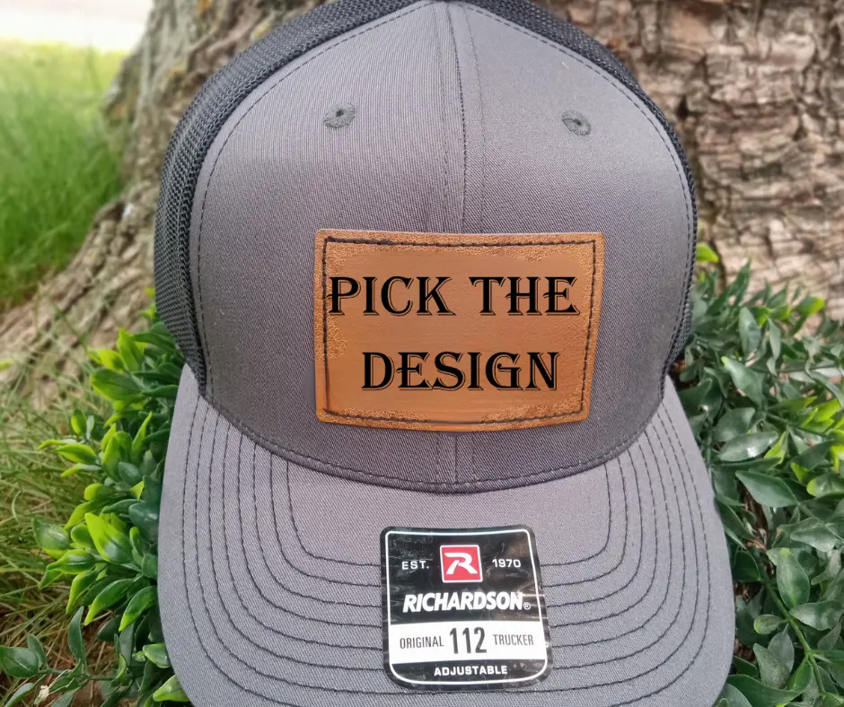 112 Richardson trucker hat with engraved leather patch