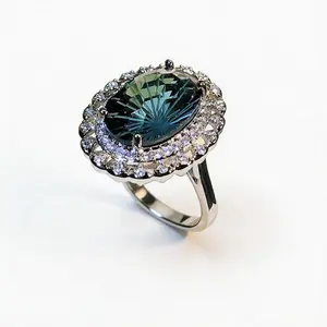 Best-selling blue topaz women's ring, natural firework blue topaz women's ring