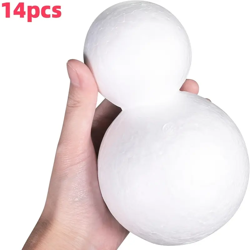 14pcs High-Density Foam Snowmen Blanks (5.7in) - Indoor Christmas Tree Ornaments with Stable Flat Base for DIY Crafts, Holiday Painting, Home Decor