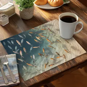 212 MAIN Polyester Tablemat - Lightweight, Stylish White, 14x18 in, MWW CPPM14188QI2FV Model, Away From the Sand Design, Coasters for Drinks Included, Home Decor Kitchenware & Tableware Accessory
