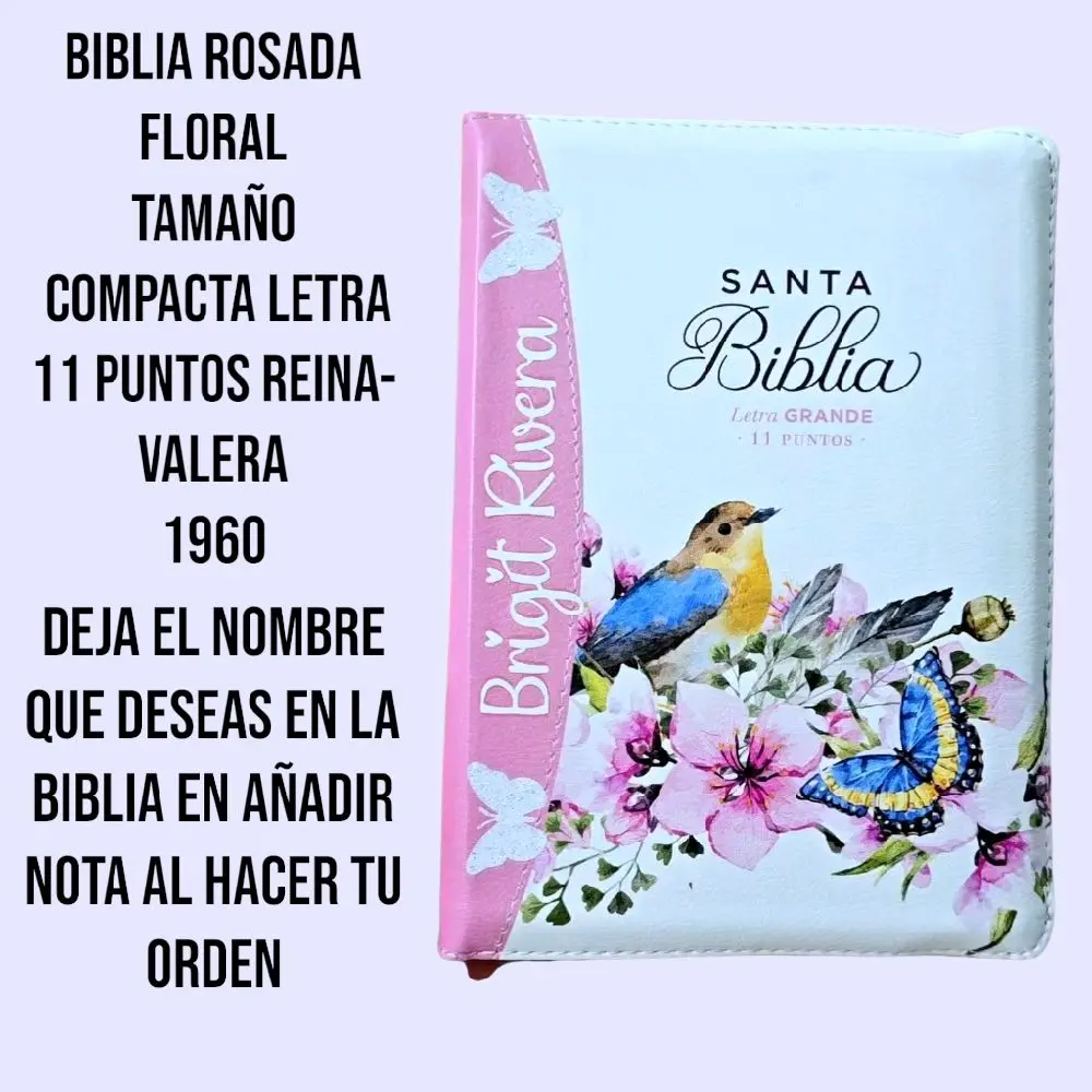 Biblia Personalizada - Compacta ROSA Floral Reina-Valera 1960