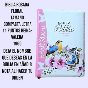 Biblia Personalizada - Compacta ROSA Floral Reina-Valera 1960