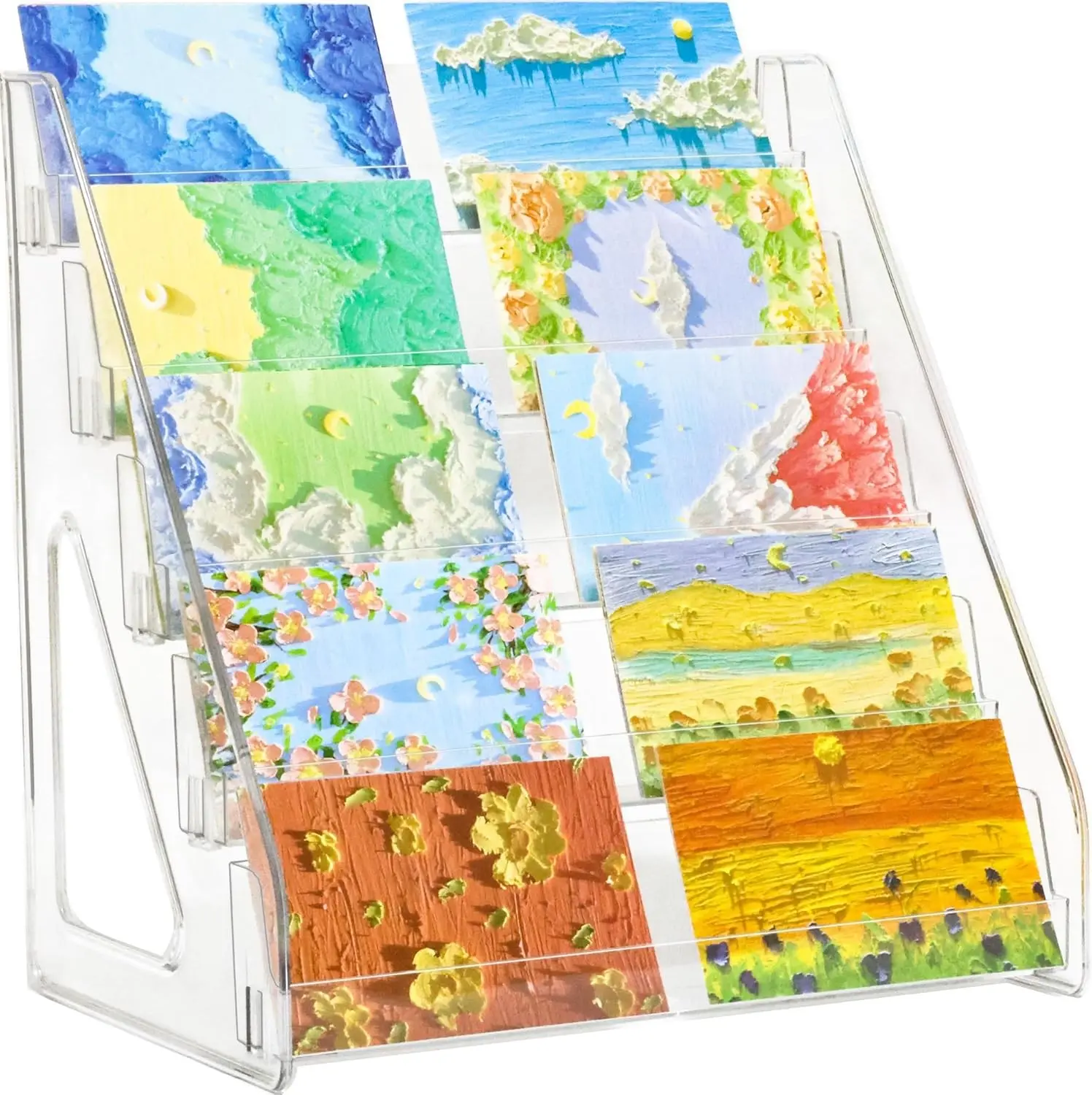 5 Tier Card Stand, Clear Card Display for Greeting Cards, Postcards, Stickers,Sports Cards,Trading Card,Tiered display rack,Retail Photos Shelf for Vendors Craft Collection Show (1Pack-5Tier)