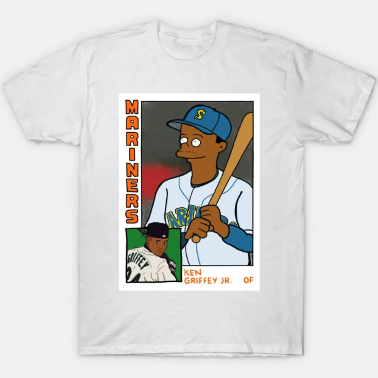 Ken Griffey Jr Simpsons Parody Baseball Card Graphic T-Shirt, Vintage Fan Unisex Tee BXX