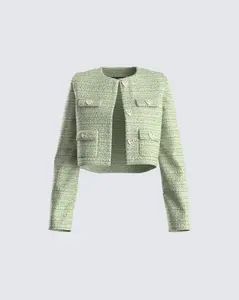 Tess Green Tweed Crop Jacket