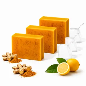3pcsLemon Turmeric  KojicAcid Soap - Gentle Dark Spot Remover for Face Acne Cleanser Cream Cleansing turmeric soap Face Facial Skincare Radiant Comfort