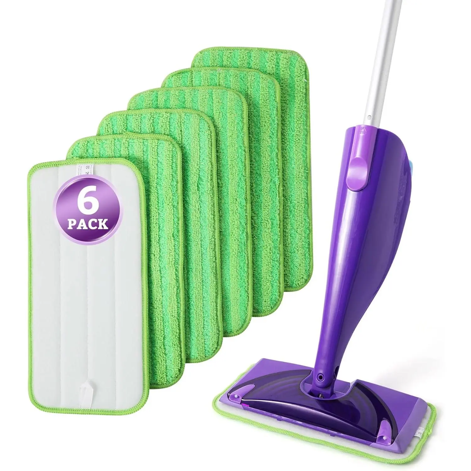 6-Pack Washable Swiffer WetJet Mop Pads, Wet-Dry Replacement Refills for Floor Cleaning