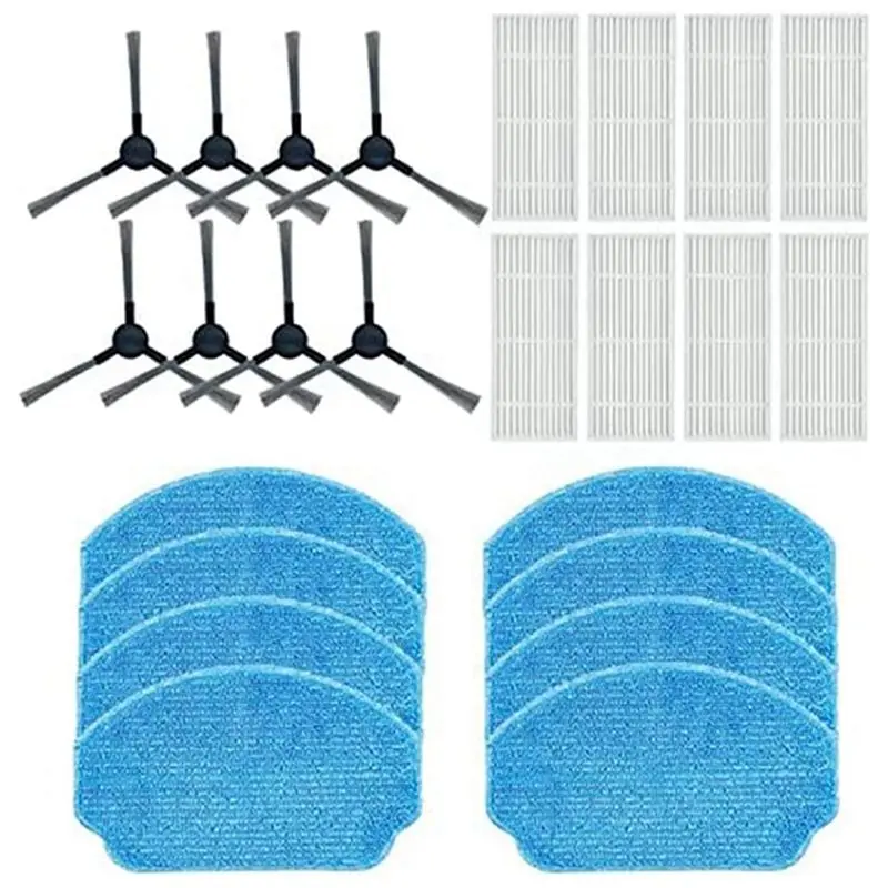 Reusable Deep Clean Replacement Accessory Set for BR150-BR151 Robot Vacuums, Plastic+Cloth, Long-Lasting, Filter, Side Brush, Lint-Free Mop Pads, Corner Dirt Removal, Edge Access Compatible