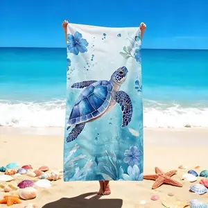 1 PC Beach Towels with Sea Turtle Design: Vibrant Ocean Blue Print for Relaxing Beach Days Quick-drying, water-absorbent, lightweight, anti-sand-sticking, can be used as a travel towel, suitable for swimming pools, spas, leisure, fitness, hammocks, campin