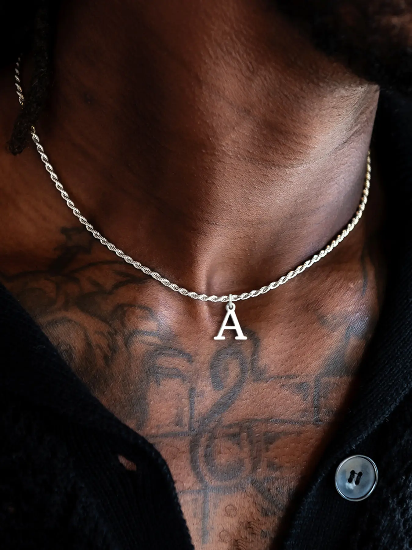 Men's Silver Color Letter Pendant Necklace Initial, Simple Classic Stainless Steel Chain, Casual Style, All Seasons, Dainty Initial Necklaces, Durable Fashion Accessory