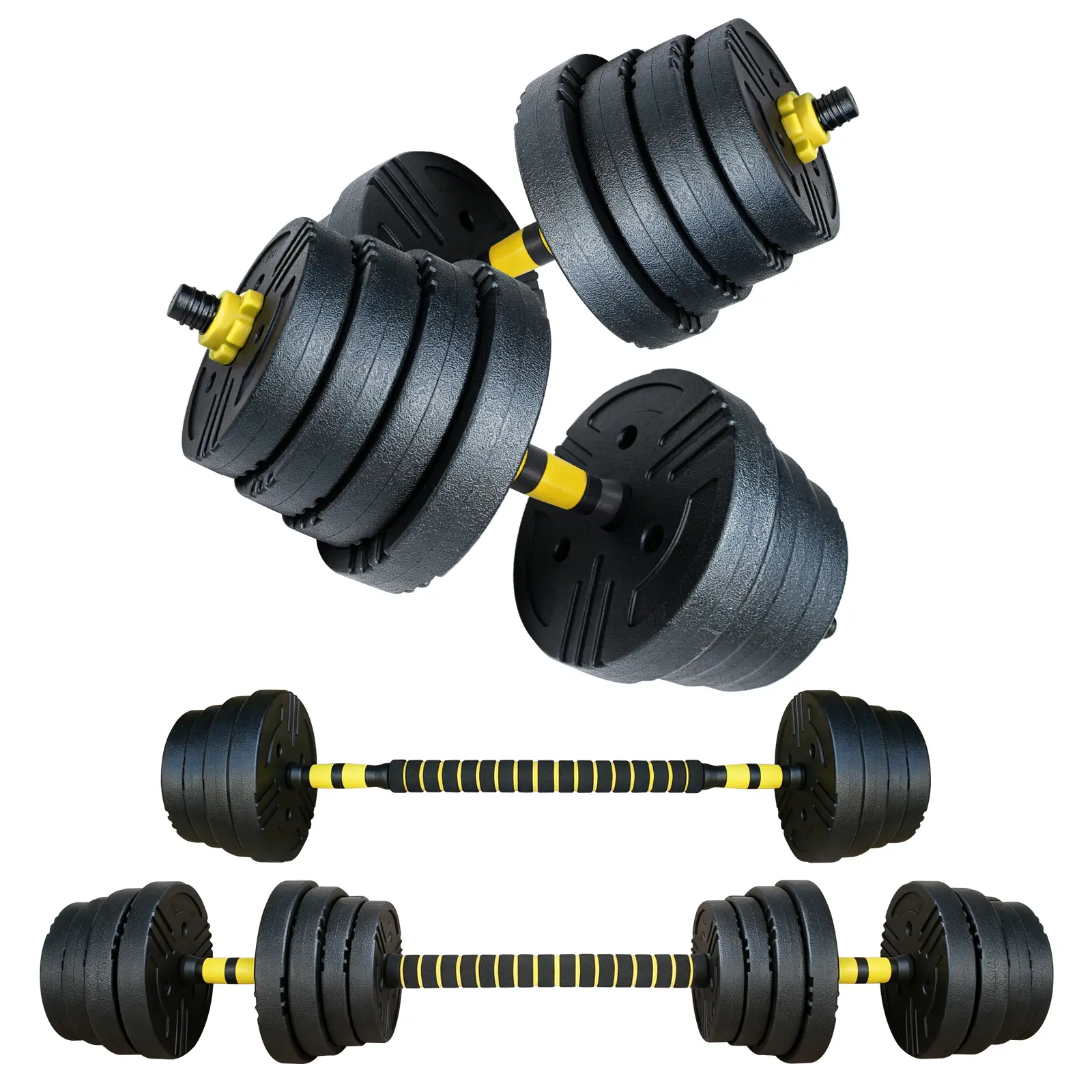 Adjustable Dumbbells 66 lbs Free Weight Set with Connector, Multifunctional Barbell, Dumbbell, Push-up Stands, Weight Plates, Home Gym Strength Training Equipment, Full Body Workout, 1 Pair