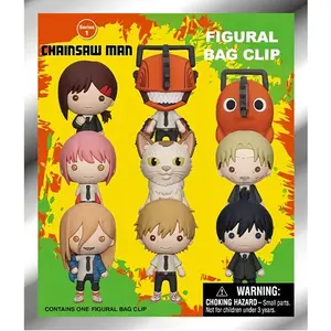Chainsaw Man Officially Licensed PVC Blind Bag, 3D Figurine Bag Clip Charms, Denji Power Aki Makima Pochita, Birthday Gift Box Set