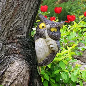 1 owl resin statue outdoor wall decoration, with interesting hissing shapes, adds fun to your wall and yard tree decorations.