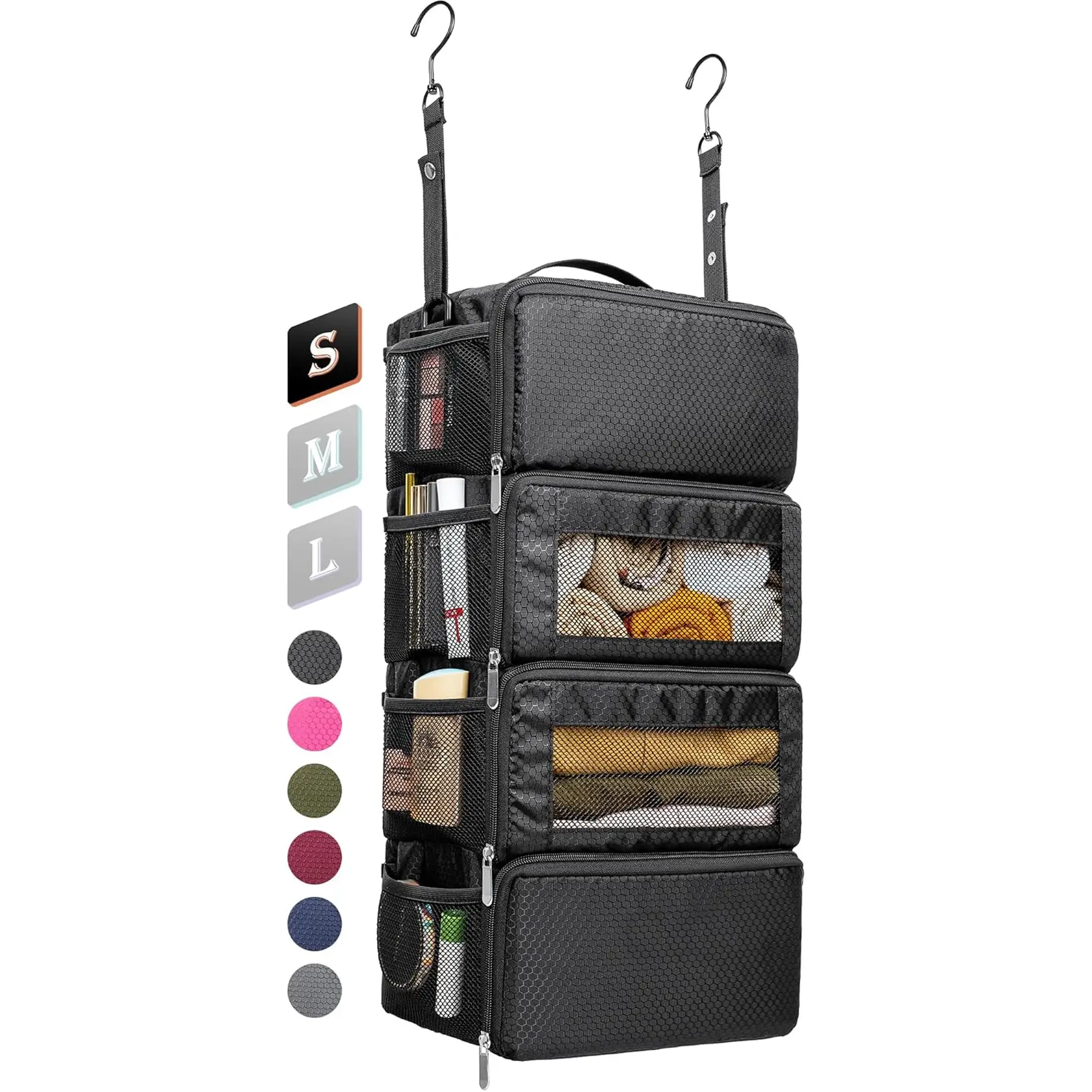 Suitcase Organizer, Travel Luggage Organizer Hanging Shelves Packing Cube Organizer Closet/Collapsible Portable Travel Organizer for Carry-On Vokelater