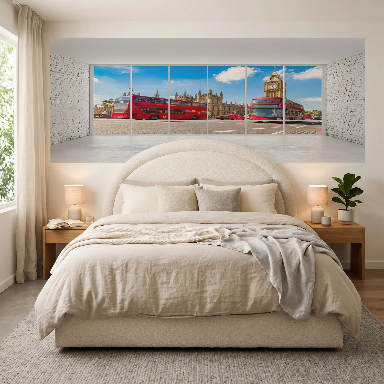 Self-Adhesive Bed Head Sticker, London Street Scene Theme, Peel and Stick, Instantly Elevate Bedroom Decor, No Drilling Required