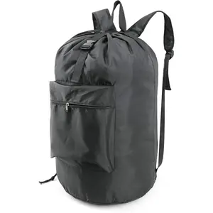 Laundry Bag Backpack w Shoulder Straps College Dorm w Drawstring Closure for Travel Camp Duty Laundry Hamper Backpack w Handle Xlarge Black