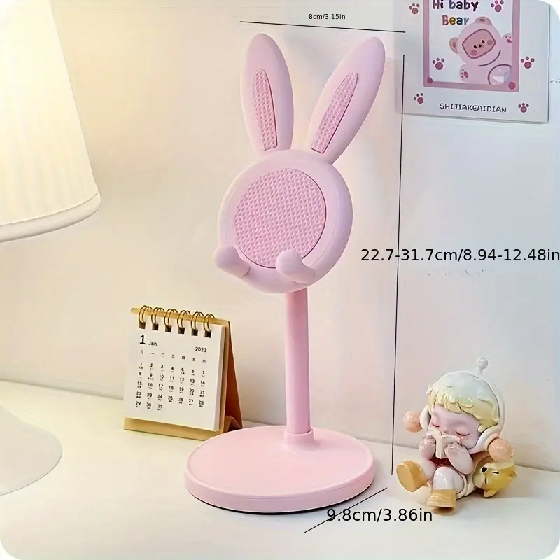 Cute Rabbit Design Playful Phone Holder-Mount, Universal Adjustable-Height Desktop Stand for Smartphones, Home & Office Cellphone Accessories, Playful Phone Holders & Mounts