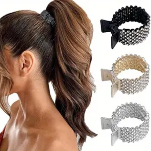 1.77 Inch Small Hair Claw Clips for High Ponytails, Rhinestone Shark Hair Clips for Women with Thick Long Hair (Pack of 3)