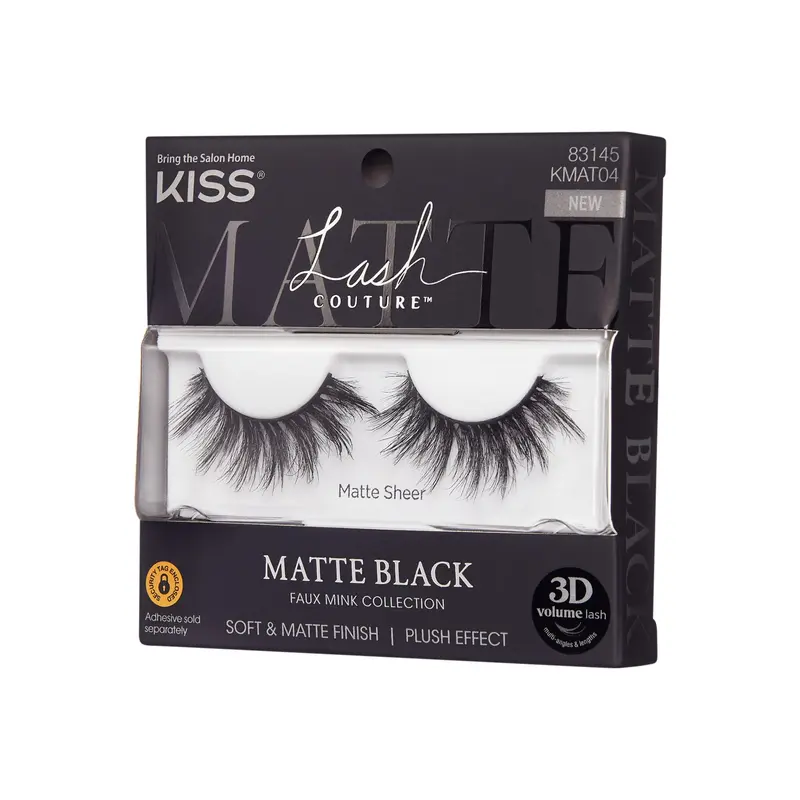 Kiss Lash Couture Matte Black False Eyelashes - Matte Sheer | 1 Pair, Strip Lashes, 16mm