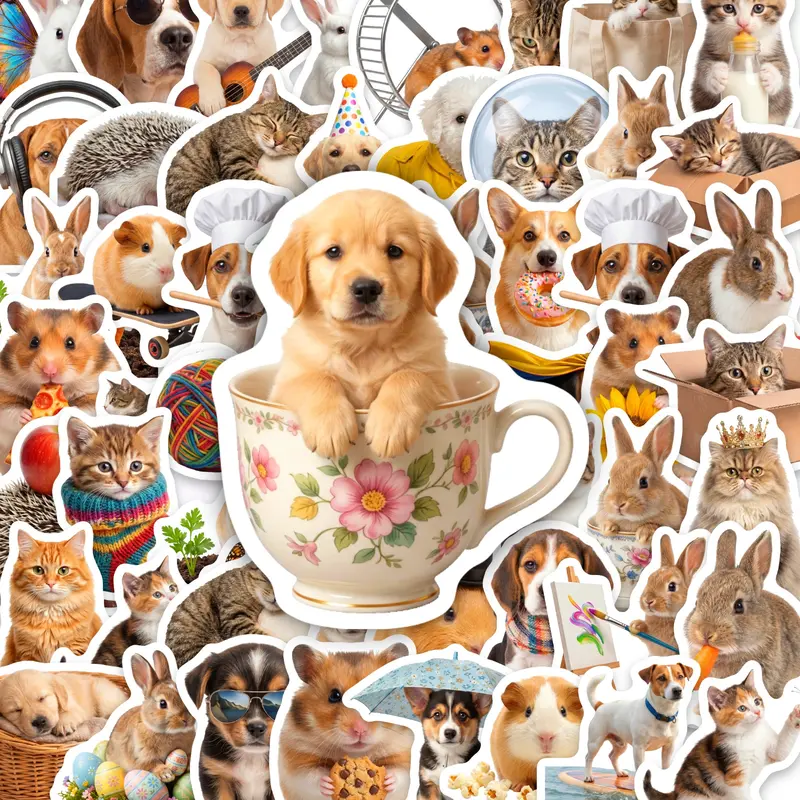 50pcs Cute Animal Stickers Series, Includes Sticker, Office Supplies and Notebook Accessories, Suitable for Scrapbooks, Diaries, Laptops, Water Bottles, Cars, Bumper Sticker, Car Decal, Decorative Decal, Etc., Based on A Design Inspired By Faith.