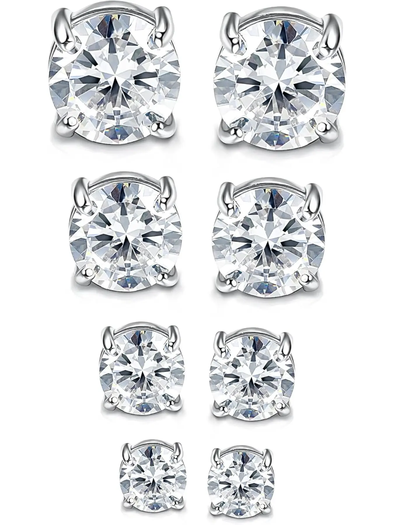 4-7MM Magnetic Earrings for Men Women Shiny Round Cubic Zirconia Solitaire Earrings Stud Earrings for Non-Pierced Ears Hypoallergenic Stainless Steel Fake Earrings Not Easy to Fall off