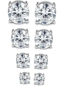 4-7MM Magnetic Earrings for Men Women Shiny Round Cubic Zirconia Stud Earrings for Non-Pierced Ears Hypoallergenic Stainless Steel Fake Earrings Not Easy to Fall off