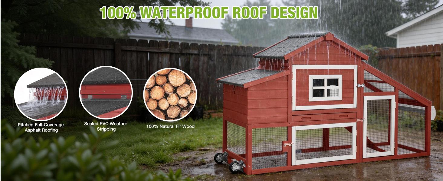 Aivituvin-AIR23R-Wooden Chicken Coop on Wheels for 2-3 Hens-Chicken Coop