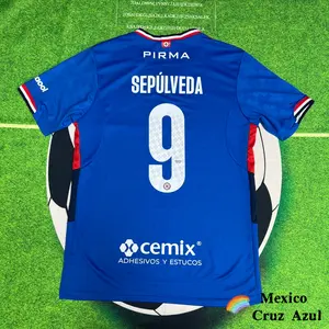 2526 Mexico League  Cruz Azul Home Blue Sepulveda 9 Short Sleeve Top Football Jerseys LIGAMX Fan Edition